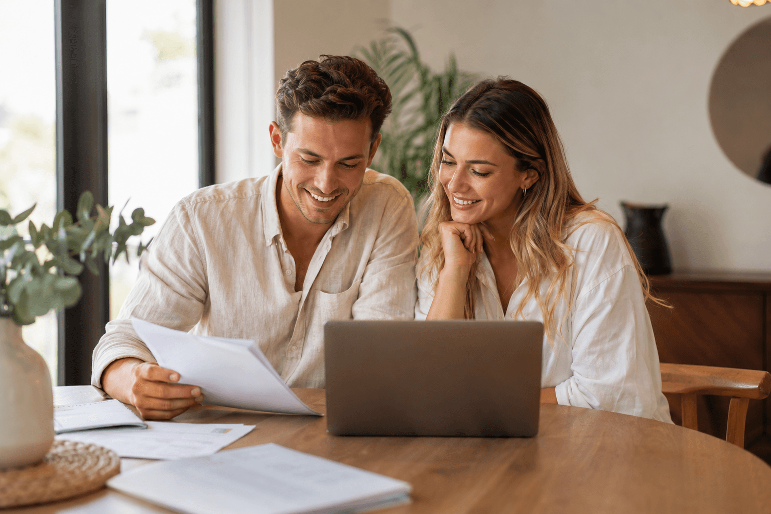 Couple reviewing their borrowing power