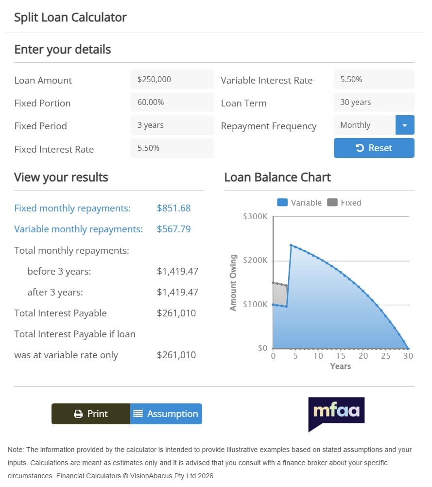 Split Loan Calculator Preview