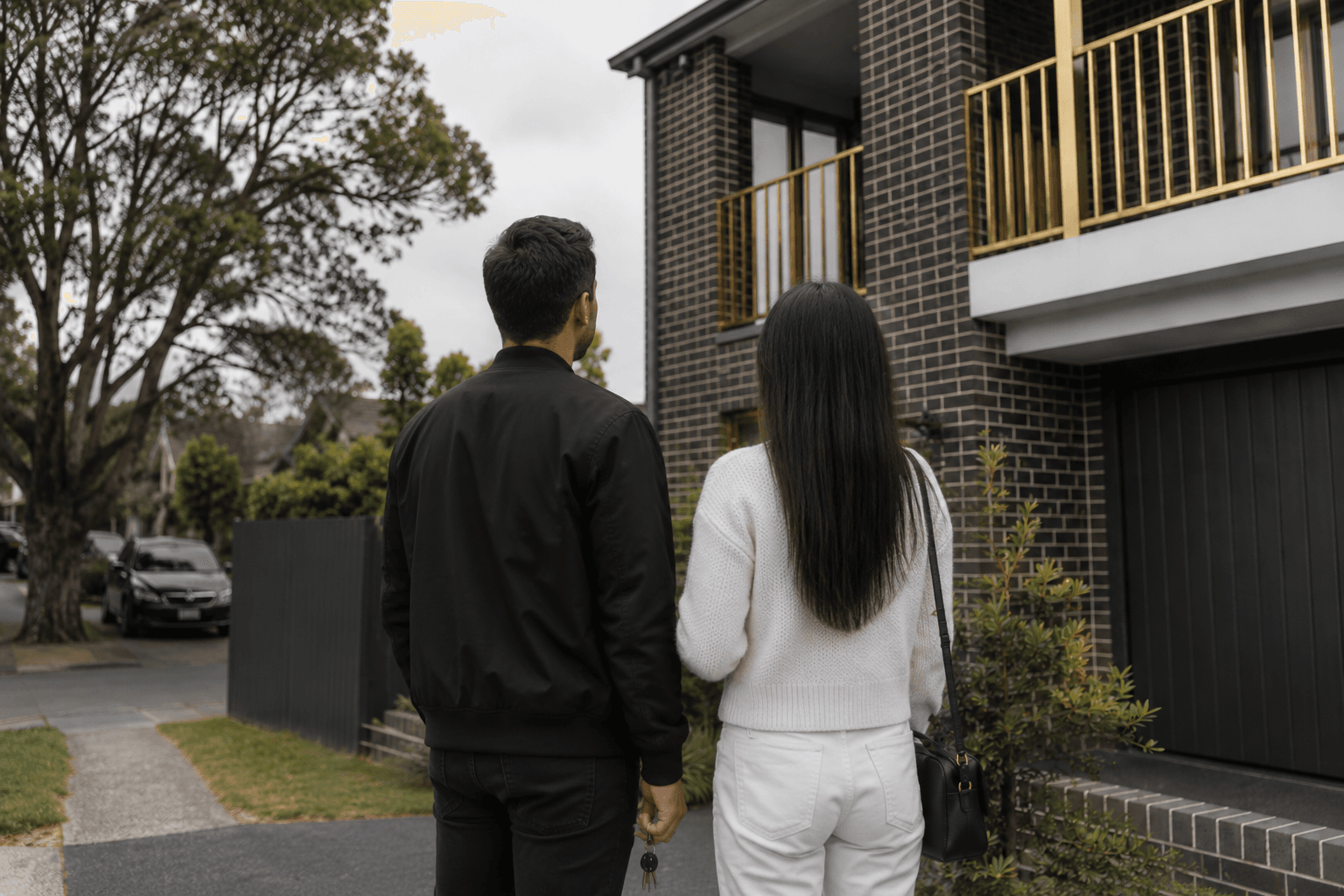 Couple considering a deposit on a home